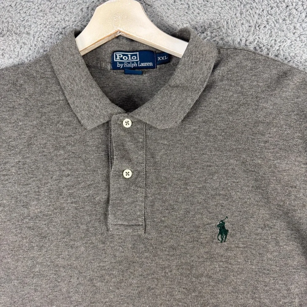 Polo Ralph Lauren Polo Shirt‎ Mens 2XL Gray Long Sleeve Embroidered Pony Cotton